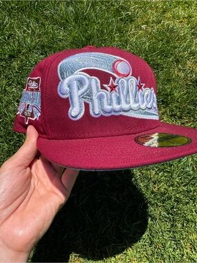 Exclusive Philadelphia Phillies 1996 Metallic All-Star Game burgundy hat - 7 3/8